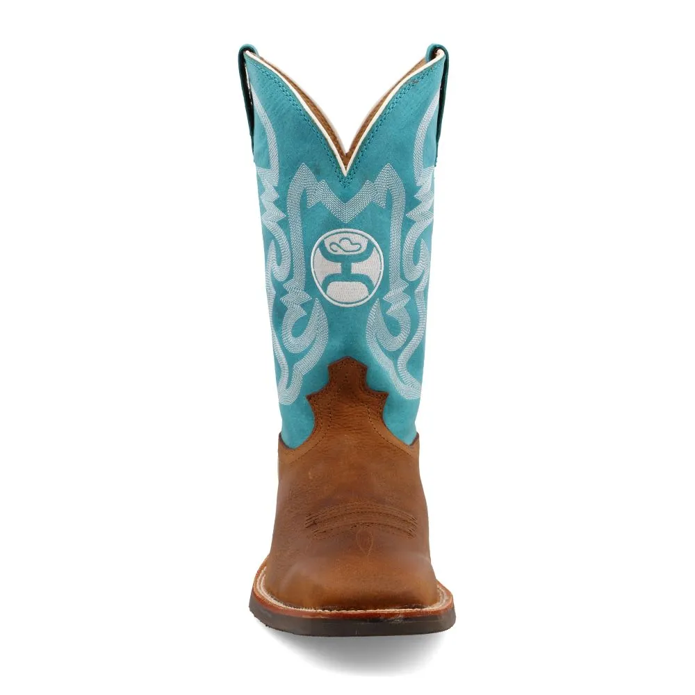 'Twisted X' Men's 12 Hooey Western Square Toe - Gingerbread / Turquoise