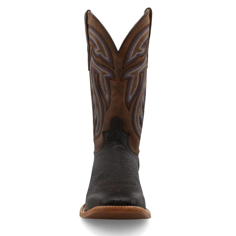 'Twisted X' Men's 12 Rancher Western Square Toe - Black / Coffee