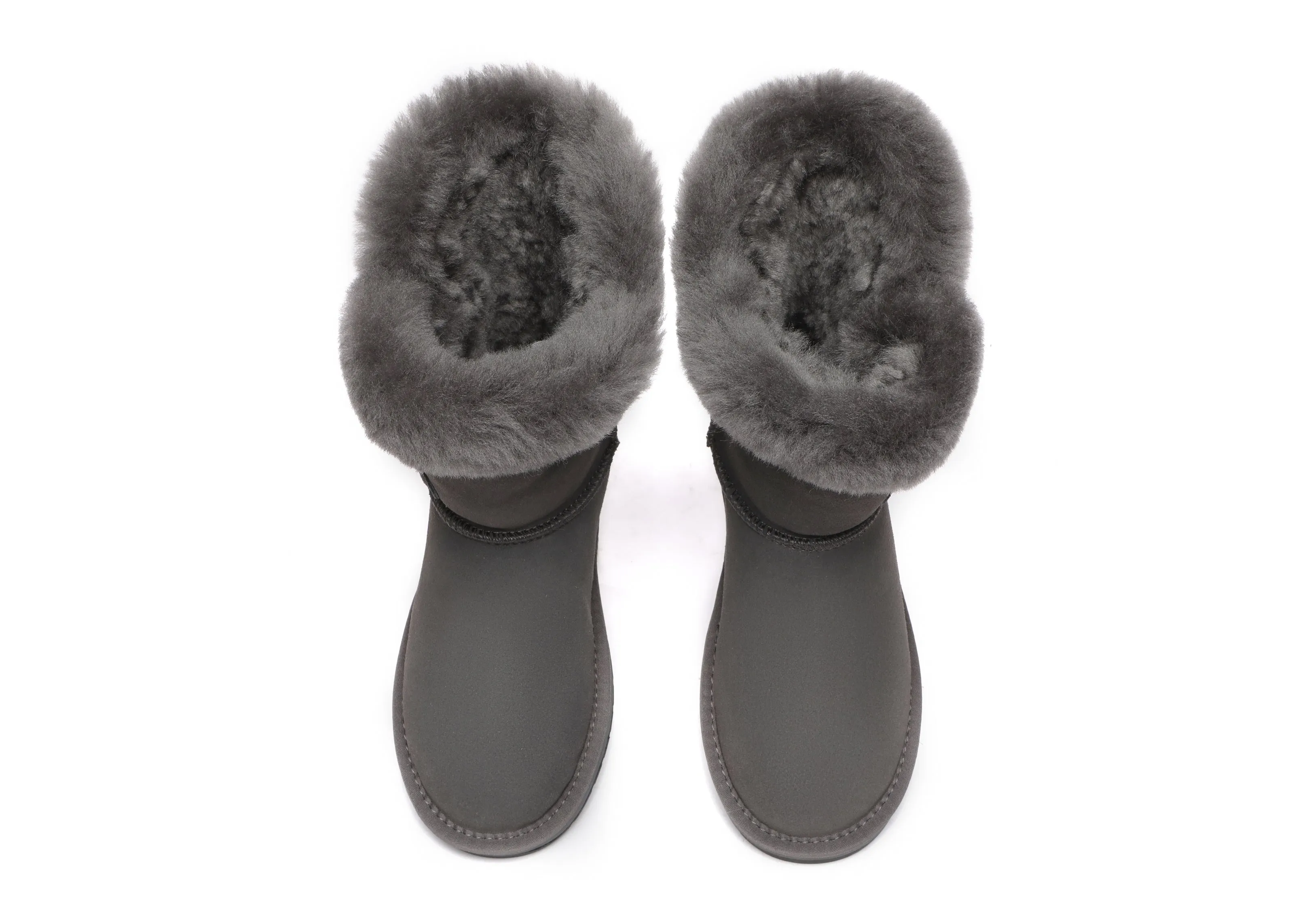 UGG Australian Shepherd Women Short Boots Talia Twin Face Sheepskin Double Horn Toggle Closure