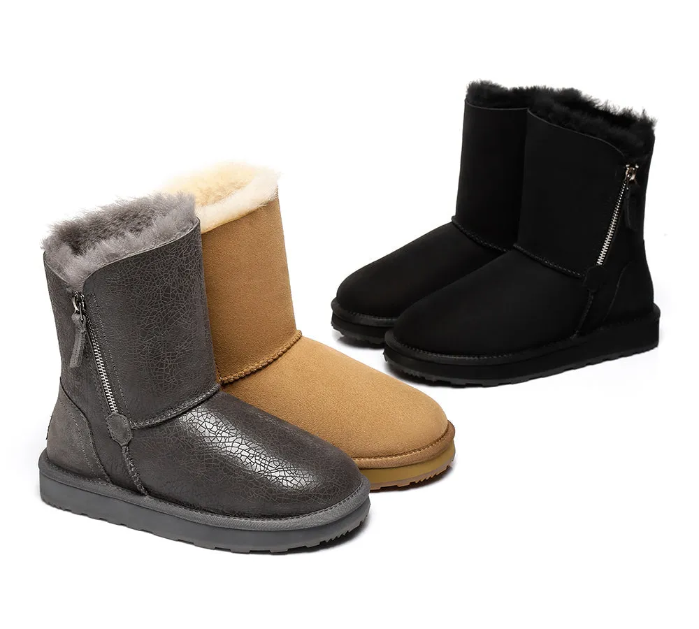 Urban UGG Sheepskin Zipper Short Women Boots Zipporah