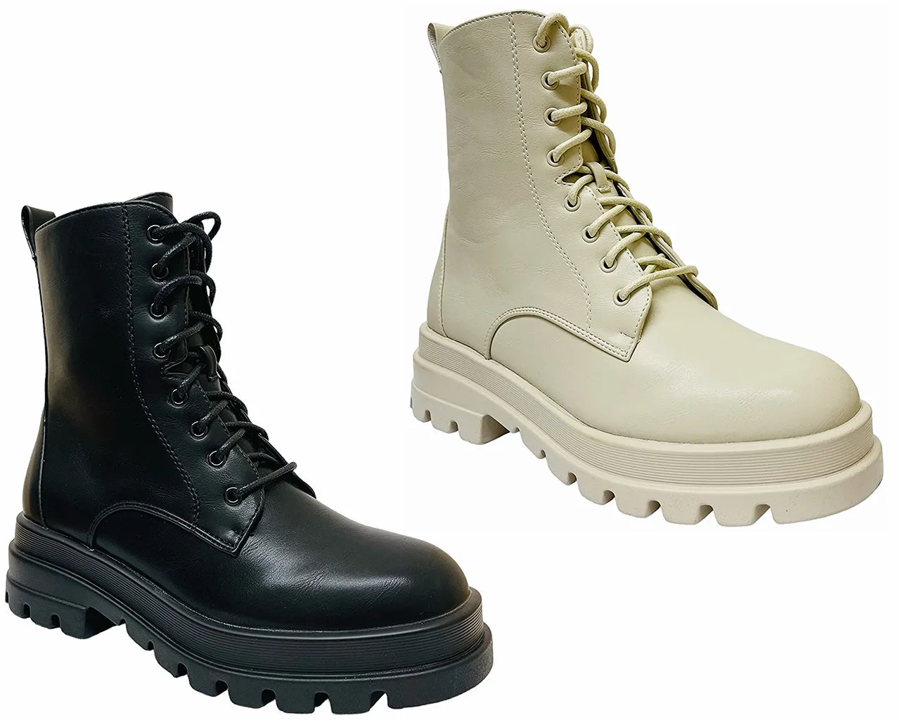 Women's Combat Chunky Sole Lace Up Boots