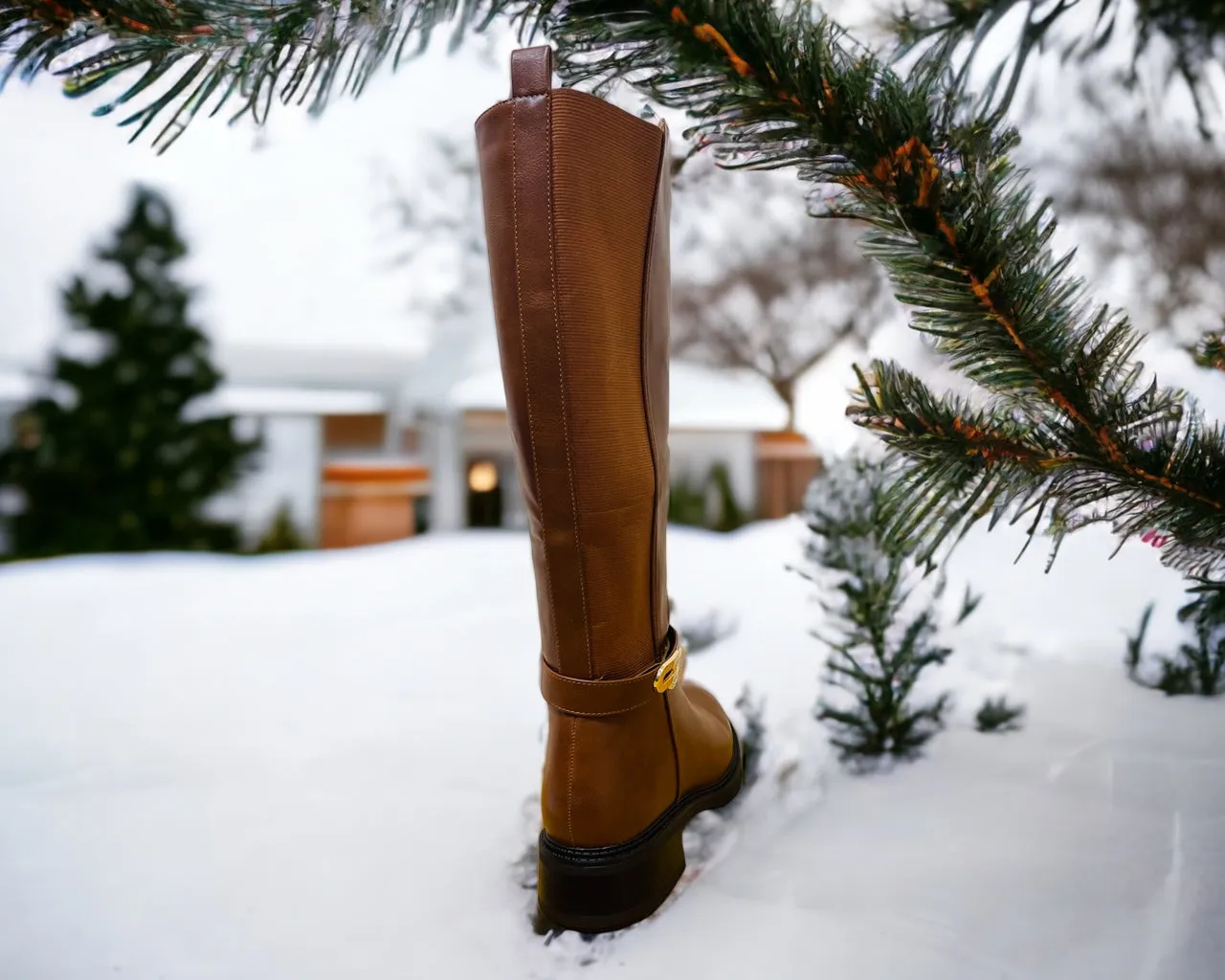 Women's Faux Leather Knee High Zip Boots