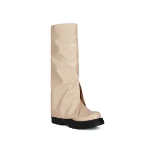 Women's Fold Round Toe Mid Calf Boots