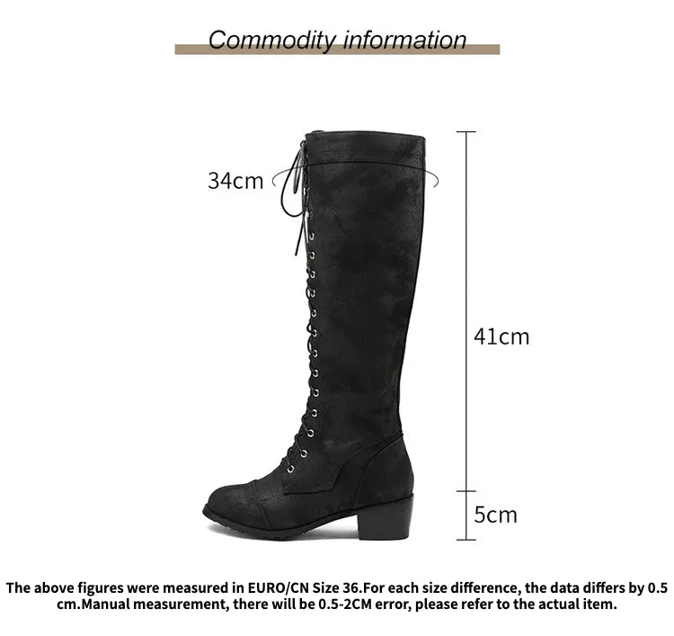 Women's Lace Up Puppy Heel Knee High Boots