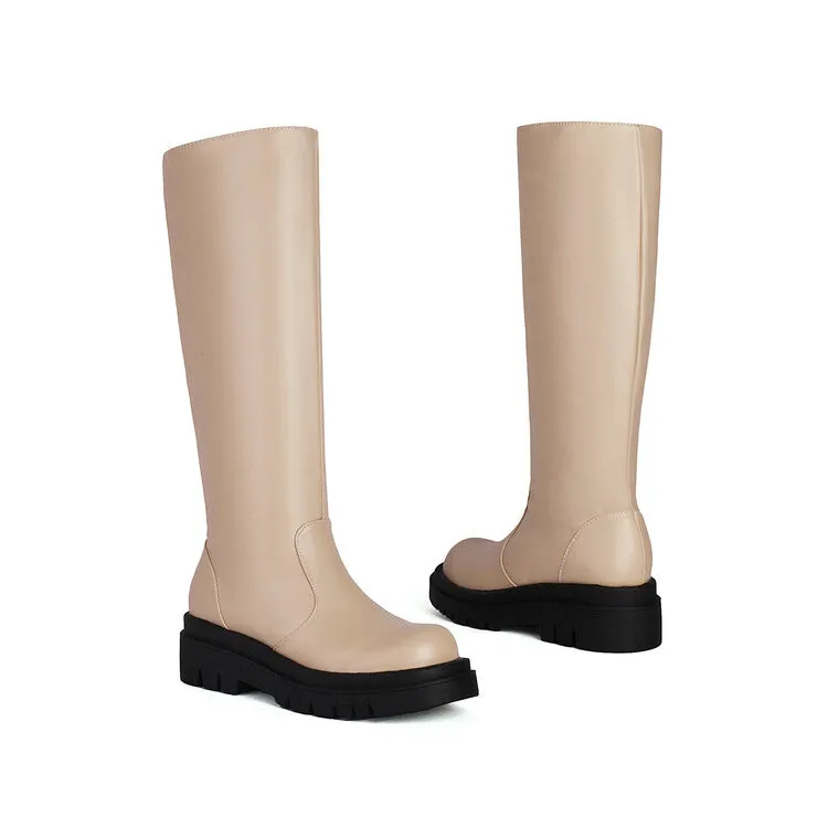 Women's Round Toe Platform Knee High Boots